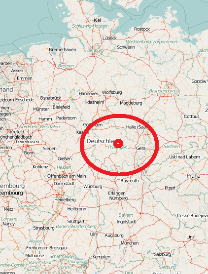 Lage von Thüringen und Erfurt in der Deutschland
