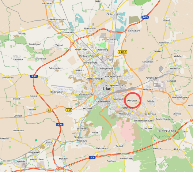 Lage von Dittelstedt in Erfurt Lage von Dittelstedt in Erfurt