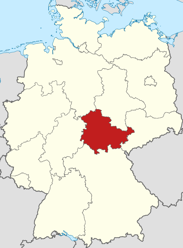 Lage von Thüringen in Deutschland