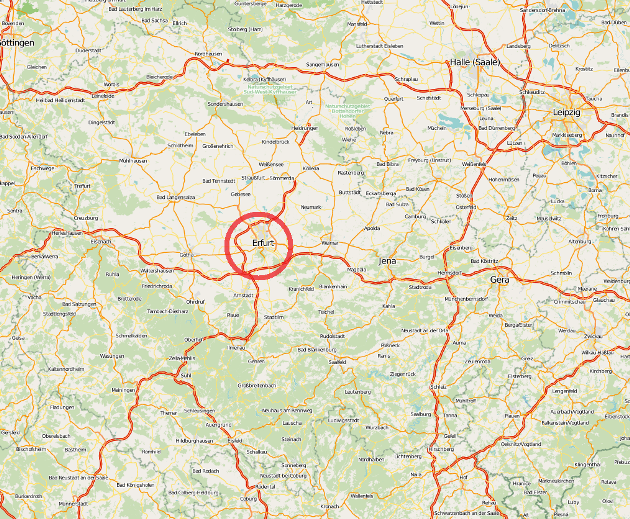 Lage von Erfurt in Thüringen Lage von Erfurt in Thüringen